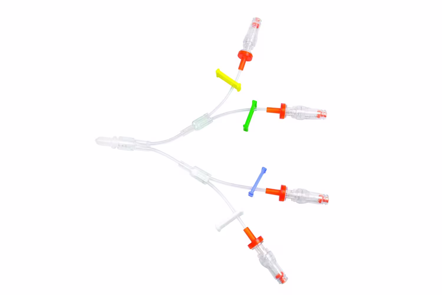 Spyder 4-way extension lines with male luer lock mobile ring connector (NRV & NBV)
